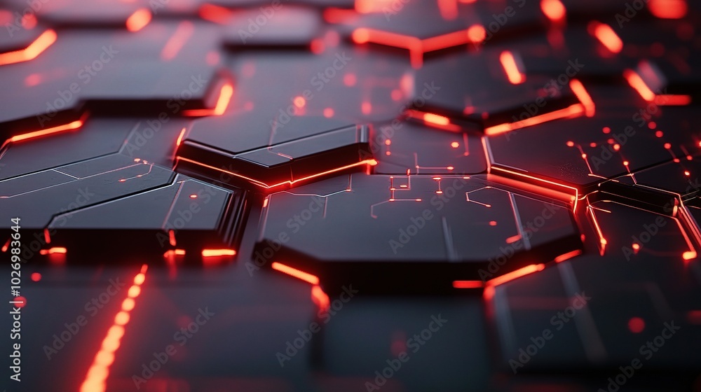 Aufkleber abstract digital pattern with glowing red lines