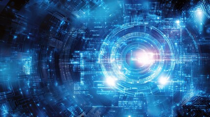 Futuristic Digital Abstract with Bright Blue Elements