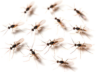 group of Antarctic midges Belgica on a white background