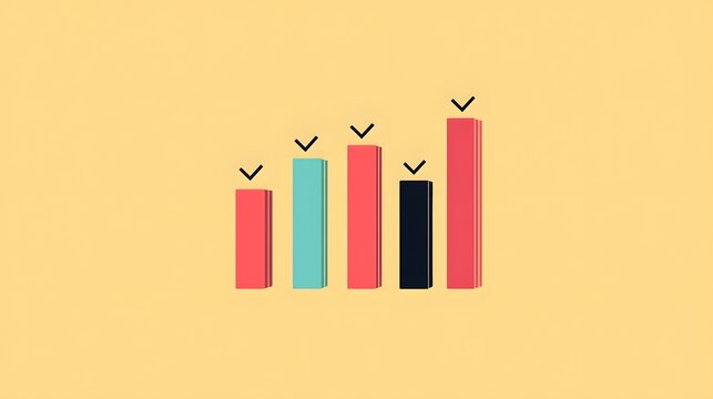 A stylized bar chart showing growth and a single decrease
