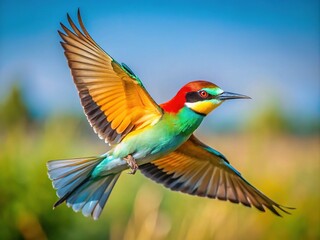 European Bee Eater in Flight Near Nest - Stunning Nature Photography