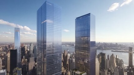 Vibrant Modern Cityscape with Skyscrapers and Urban Elements