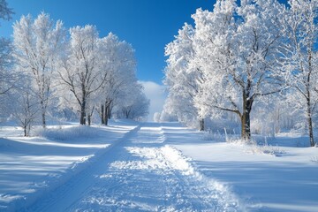 Obraz premium Winter season background in white snow landscape