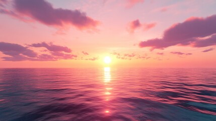 Serene Sunset Over Calm Ocean Waters