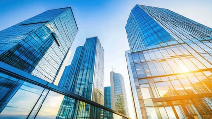 Obraz premium Vibrant Modern Cityscape with Skyscrapers and Urban Elements