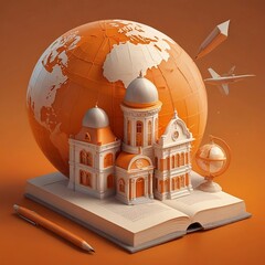 globe and books