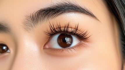 Close-up of eye with long lashes for beauty and skincare advertising