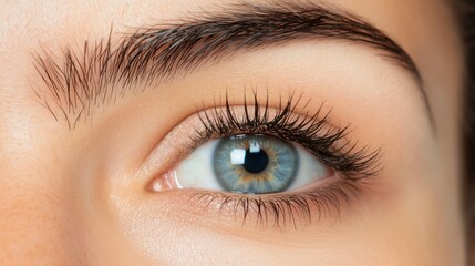 Obraz premium Close-up of blue eye with long eyelashes for beauty and fashion concepts