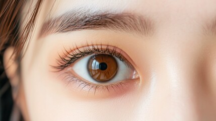 Fototapeta premium Close-up of young woman's eye highlighting beauty and natural features for skincare industries