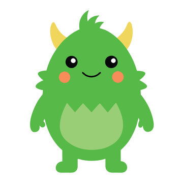 recommend clip art: cute green monster character vector illustration on white background
