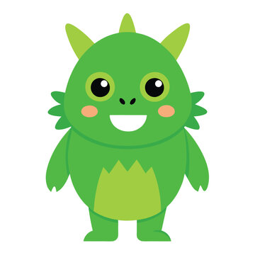 recommend clip art: cute green monster character vector illustration on white background