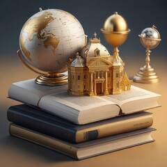 globe and books on table