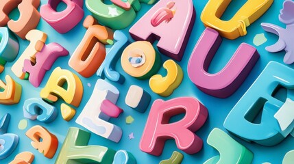 Fototapeta premium Colorful 3D Letters on Vibrant Background