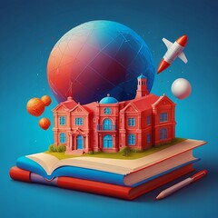 illustration of a book with a globe