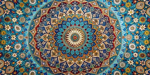 Persian-Inspired Geometric Circular Design for Ramadan Celebrations - Ornamental Patterns for Aerial Photography