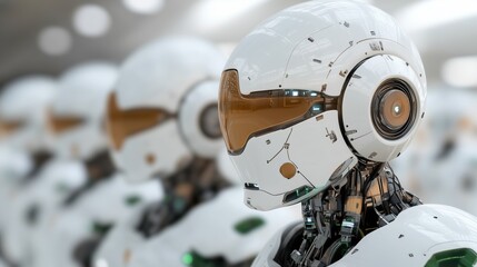 Futuristic android robots with advanced technology for innovation and ai development