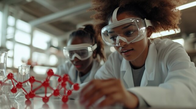 Innovative scientific research: scientists utilizing vr technology in laboratory