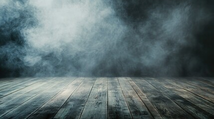 Misty Atmosphere with Wooden Floor Background
