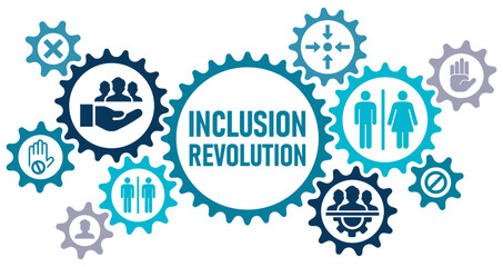 Inclusion revolution concept banner web website icons vector illustration with an icons of exclusion, segregation, integration, inclusion, unified, on white background editable icons,