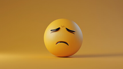 sad smiley face emoji against blurr yellow background