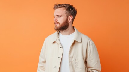 Obraz premium Profile of a Man with Orange Background