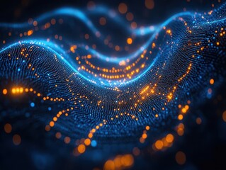 futuristic blue digital technology background made of interconnected dots and lines. a conceptual representation of neural networks and cybersecurity, radiating innovation and connectivity