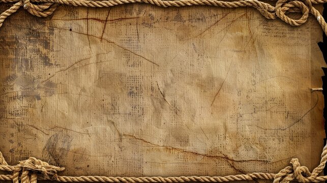 Vintage 1950s Western-Style Decorative Rope Border for Full-Page Newspaper Ad, Thin Line Design with Retro Rustic Elements