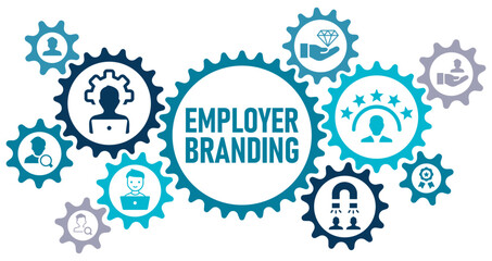 Employer branding concept banner website web icons vector illustration with an icons of employer, reputation, value proportion, retention, recruitment, attraction, on white background editable icons,