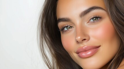 Fototapeta premium Spring beauty portrait of a young woman with radiant skin for skincare and fashion