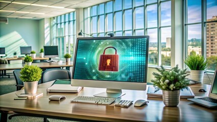 Ransomware Virus Attack Message Blocking Access to Data on Computer Screen