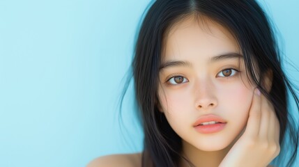 Naklejka premium Spring-inspired beauty portrait of a young woman for digital media design