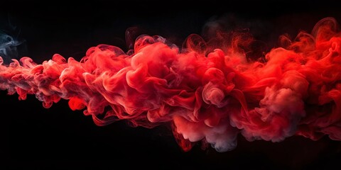 Obraz premium Red Smoke on Black Background - Dramatic Drone Photography for Visual Impact