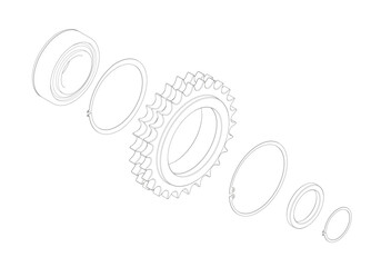 Gear on a white background. Mechanical engineering.