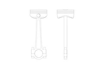 Two pistons on a white background. Mechanical engineering.