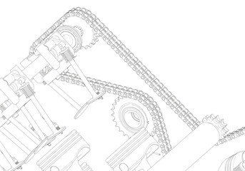 Chain transmission on a white background.