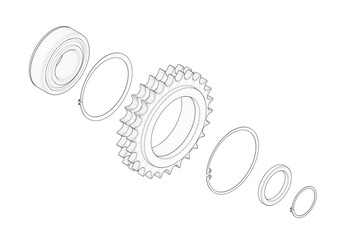 Gear on a white background. Mechanical engineering.