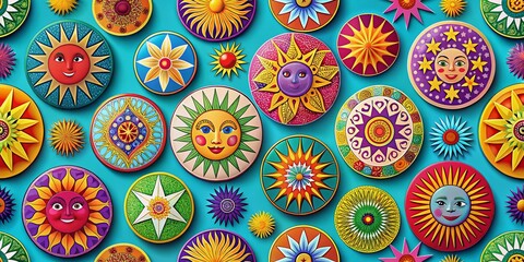 Fototapeta premium Retro Modern Geometric Sun and Stars Stickers for Aerial Photography