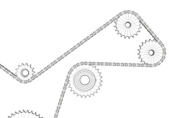 Chain transmission on a white background.