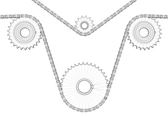 Chain transmission on a white background.