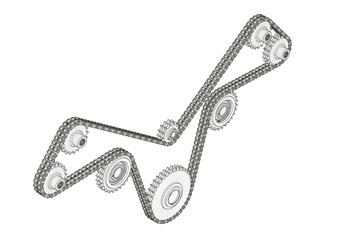 Chain transmission on a white background.