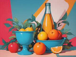 still life with fruits and vegetables