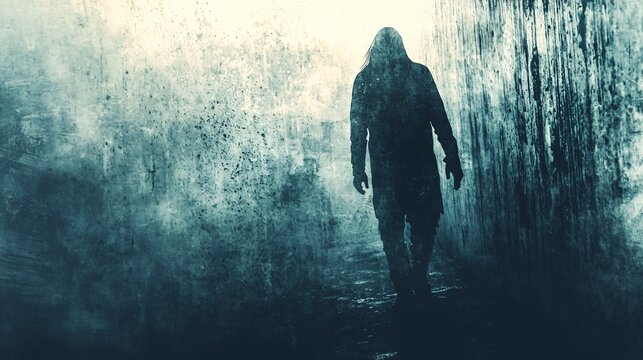 A haunting poster template infused with unsettling shadows and textures, ideal for creating chilling promotional material for horror films or events.