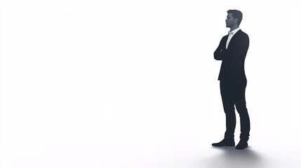 Obraz premium A poised figure stands in empty space, perfect for a legal presentation or an inspiring poster template.