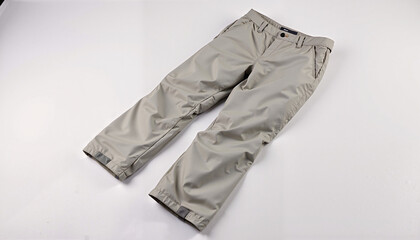 Light gray insulated winter pants on white background