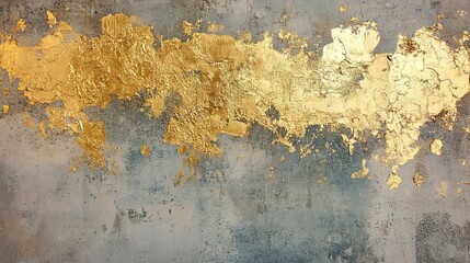 Textured Gold and Blue Abstract Wall Art