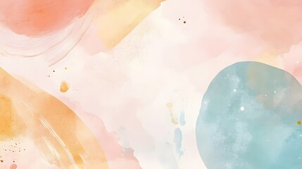 Fototapeta premium Abstract Watercolor Painting with Pastel Colors and Geometric Shapes