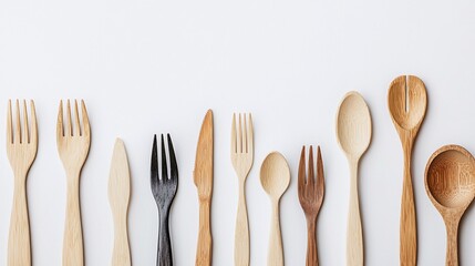 Eco-friendly cutlery elegantly showcased on a pristine backdrop, highlighting its modern design for sustainable lifestyles.