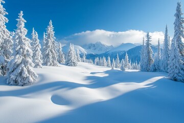 Winter season background in white snow landscape