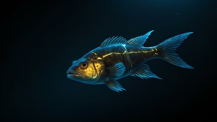 Bioluminescent Fish Glowing in a Dark Ocean Trench &ndash; Deep-Sea Life Exploration