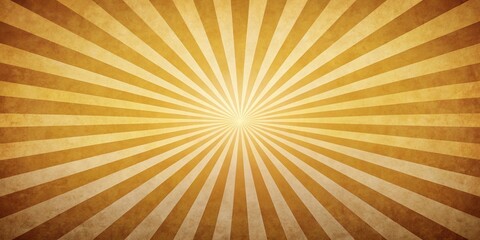 Sandy brown sunburst background template featuring vibrant yellow sunbeam rays, perfect for creating a retro vintage design that radiates warmth and